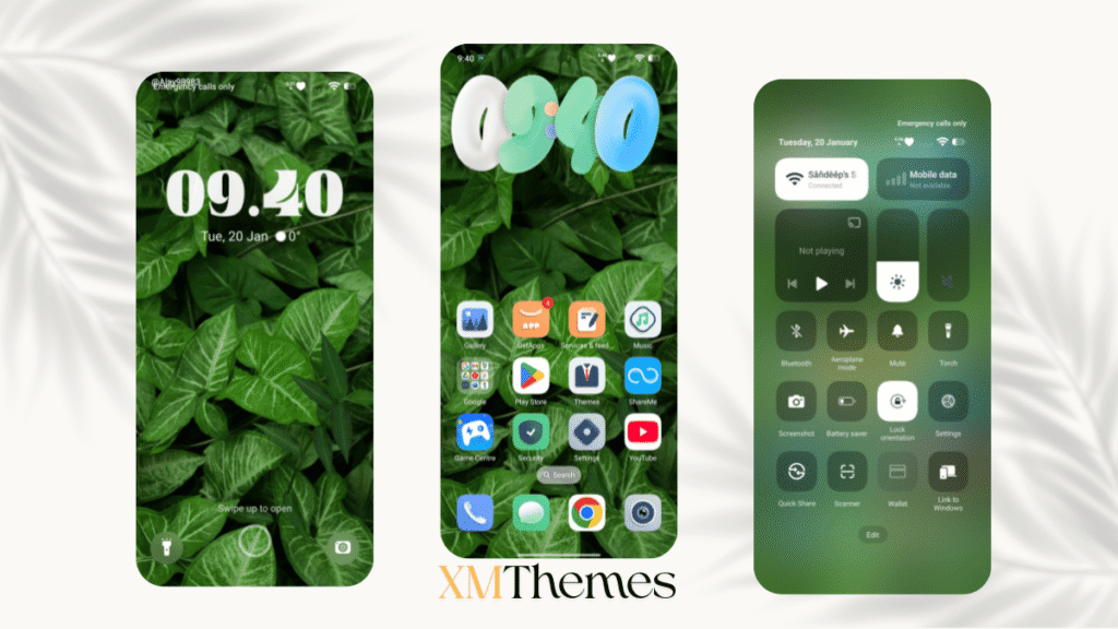 XMThemes 68 3 Green Leaves HyperOS Theme