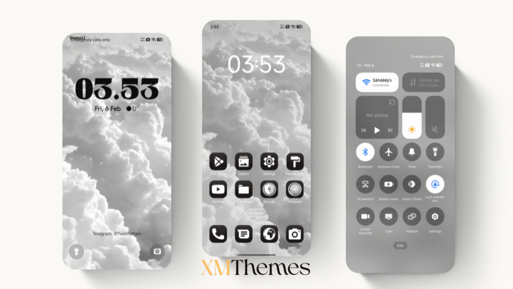 XMThemes 17 White Clouds HyperOS Theme