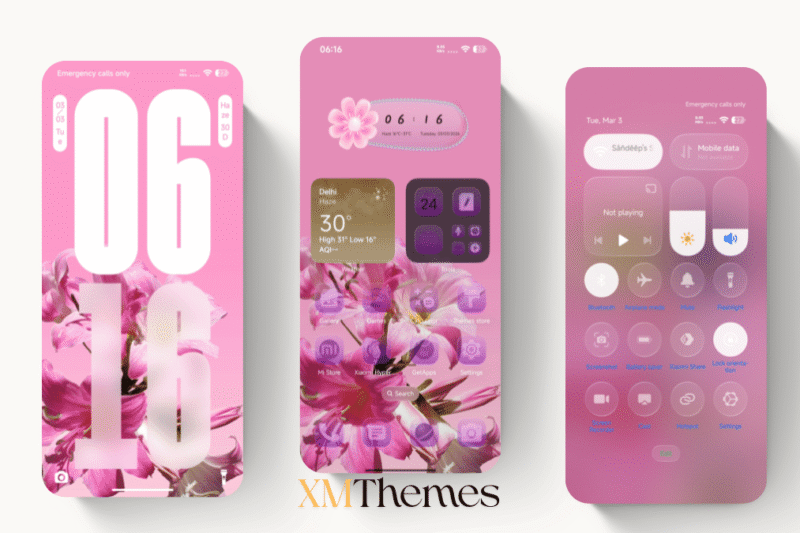 Pink Glass V HyperOS Theme for Xiaomi Devices