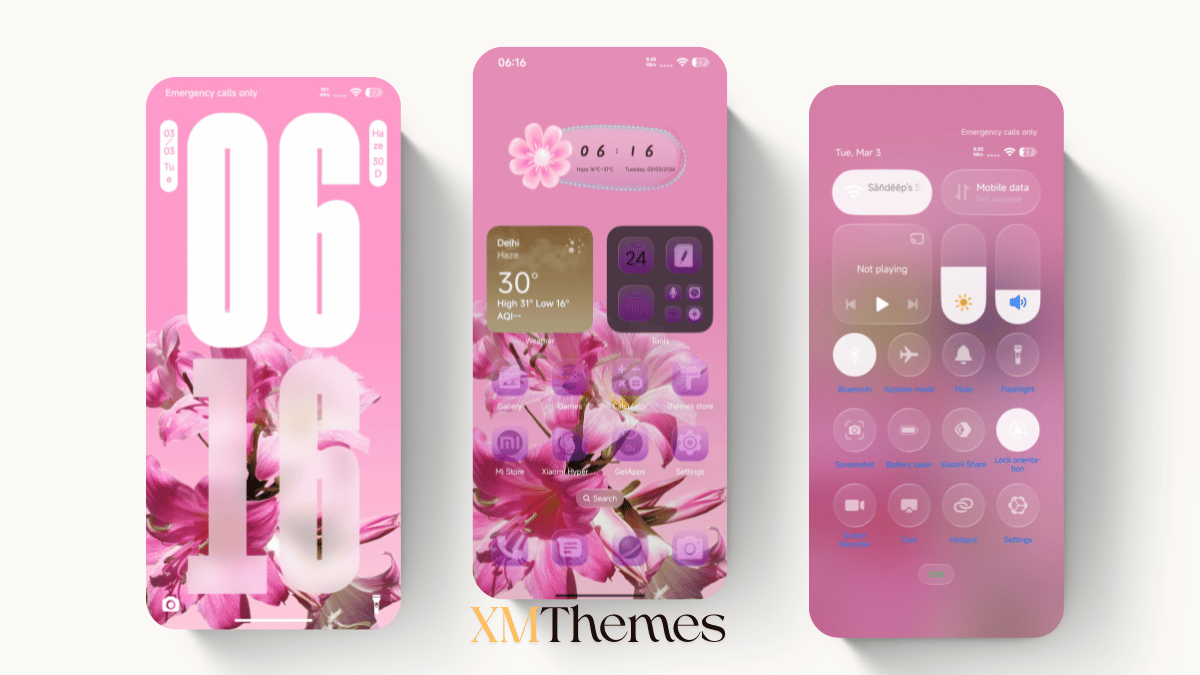 Pink Glass V HyperOS Theme