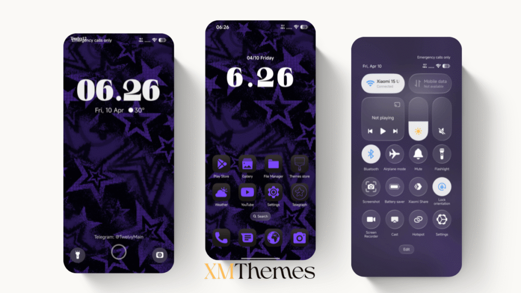 XMThemes 25 Purple Stars HyperOS Theme