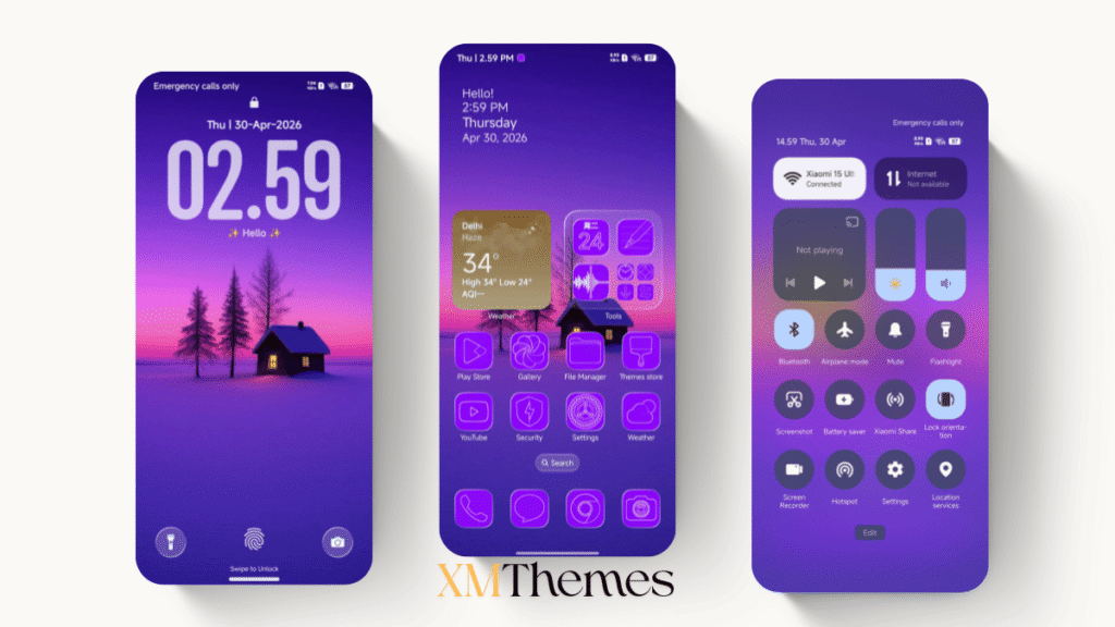 XMThemes Best Xiaomi Themes 12 Purple-3 HyperOS Theme