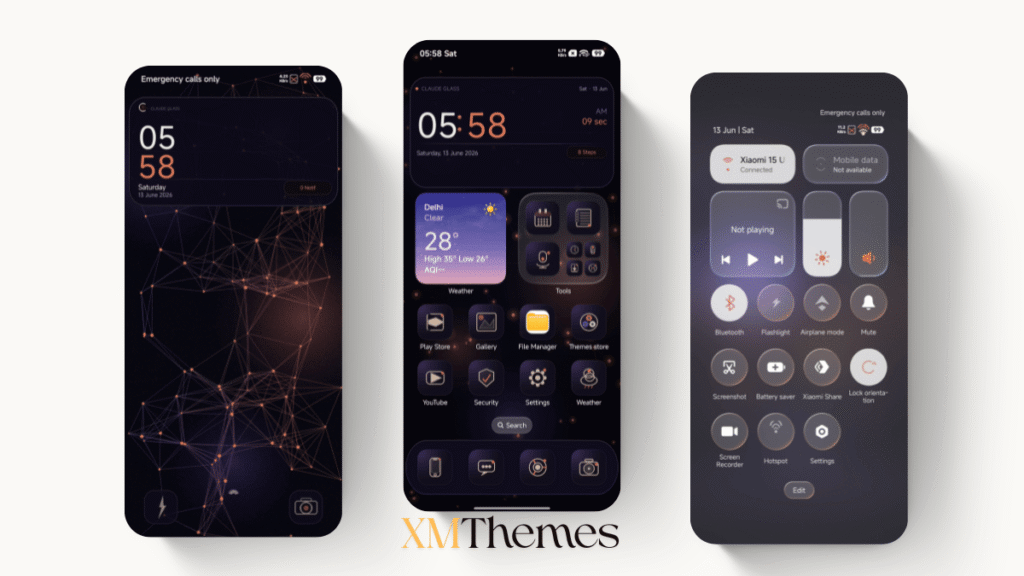 XMThemes Best Xiaomi Themes 62 Claude Glass HyperOS Theme