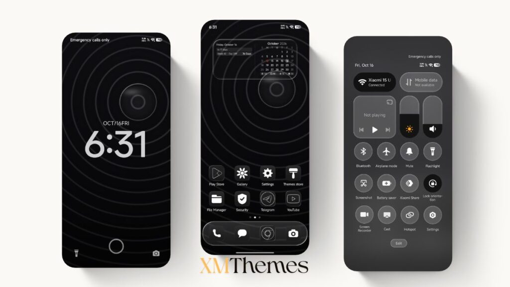 XMThemes Best Xiaomi Themes 51 Black Real Glass HyperOS Theme
