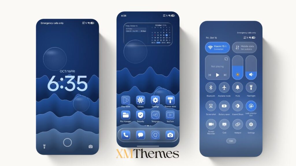 XMThemes Best Xiaomi Themes 56 1 Blue Real Glass HyperOS Theme